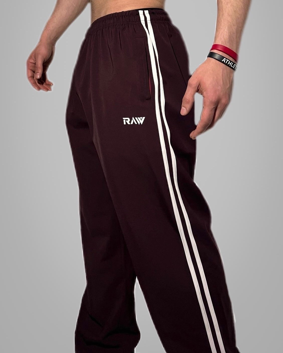 Maroon HeavyDuty Striped Sweatpants