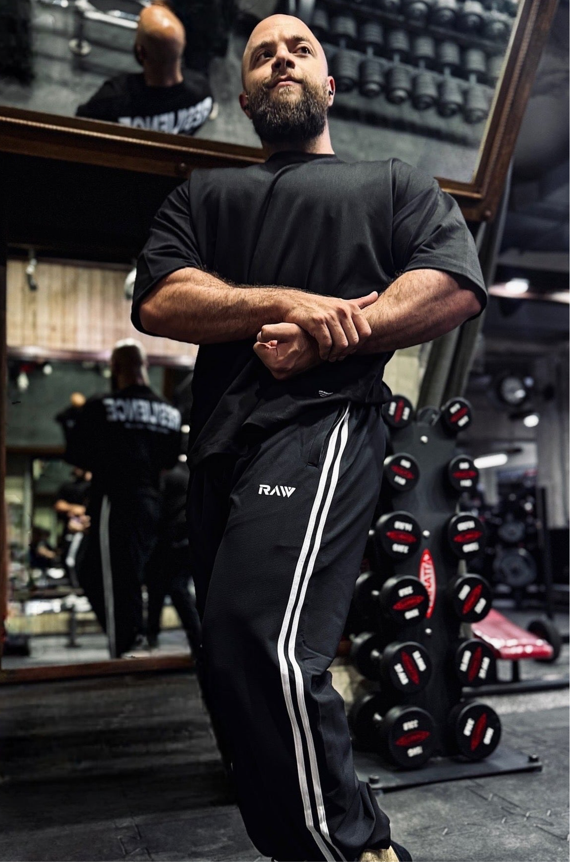 Black HeavyDuty Striped Sweatpants