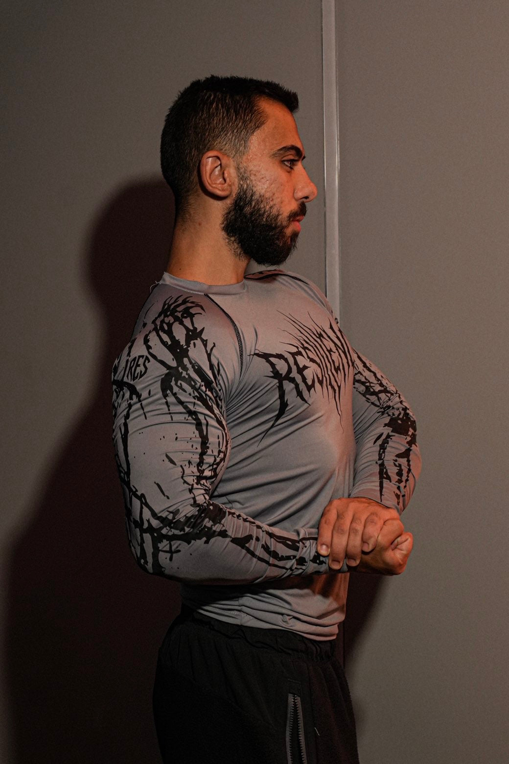 002 Gray Compression Long-Sleeve