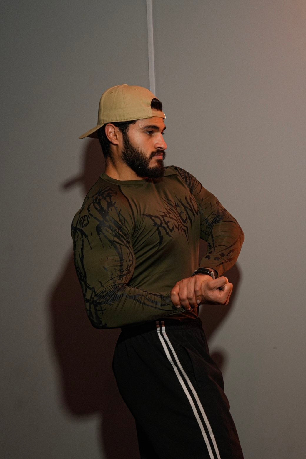 002 Dark Olive Compression Long-Sleeve